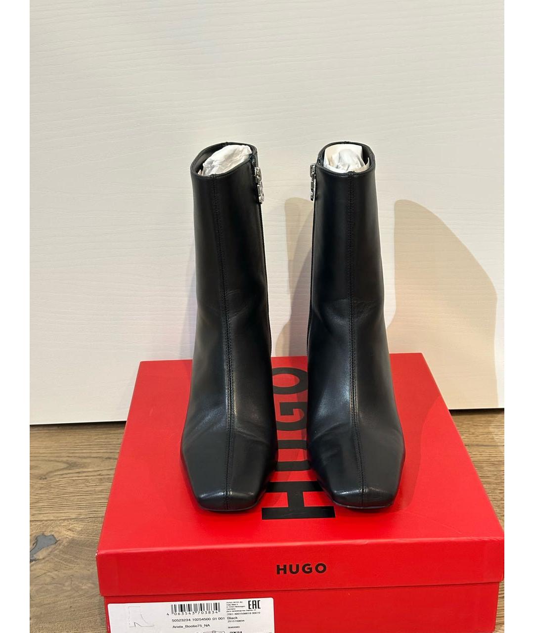 HUGO BOSS Черные кожаные ботильоны, фото 2