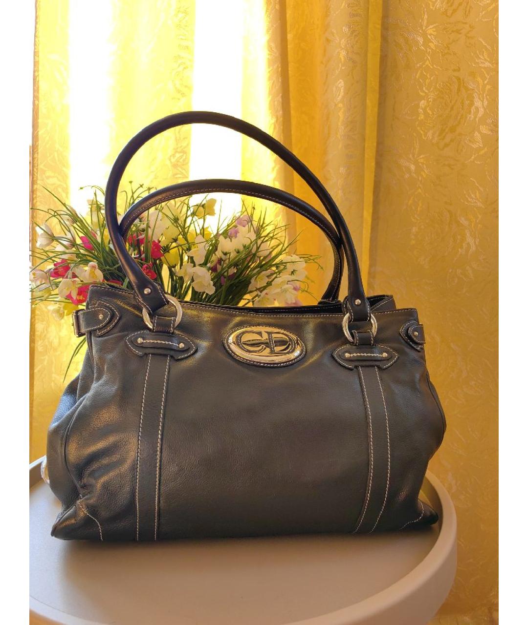 CHRISTIAN DIOR Черная кожаная сумка с короткими ручками, фото 10