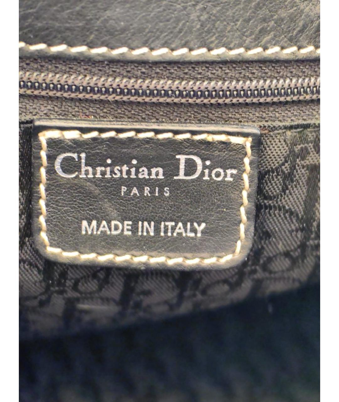 CHRISTIAN DIOR Черная кожаная сумка с короткими ручками, фото 9