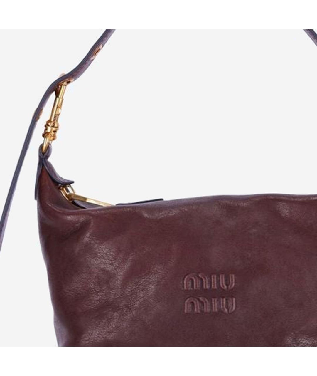 MIU MIU Коричневая кожаная сумка с короткими ручками, фото 5