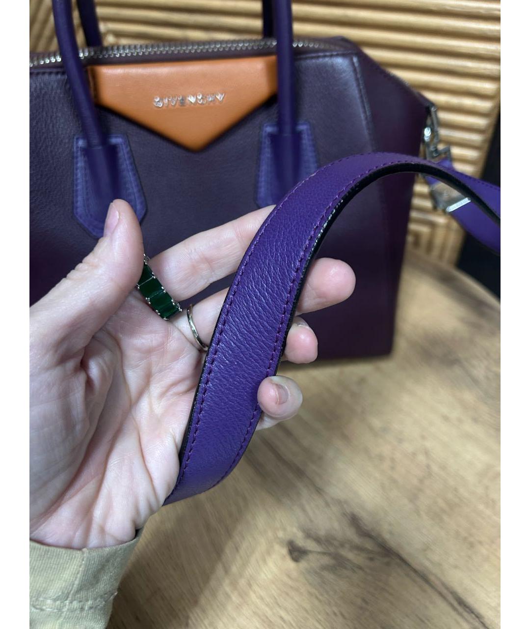 GIVENCHY Фиолетовая кожаная сумка тоут, фото 5