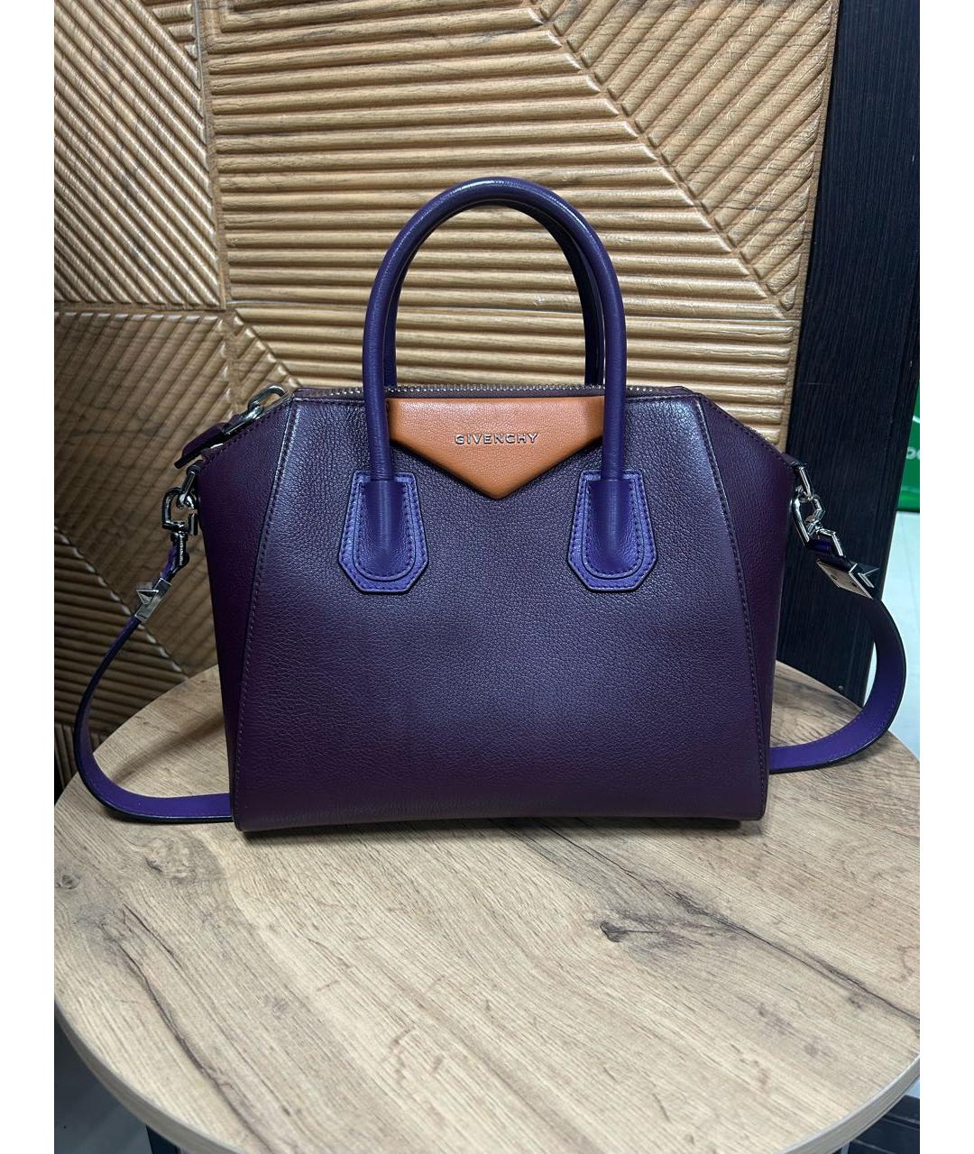 GIVENCHY Фиолетовая кожаная сумка тоут, фото 8