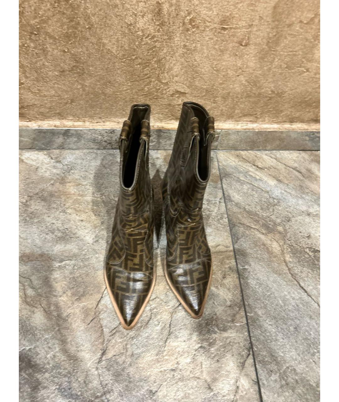 FENDI Коричневые кожаные полусапоги, фото 4
