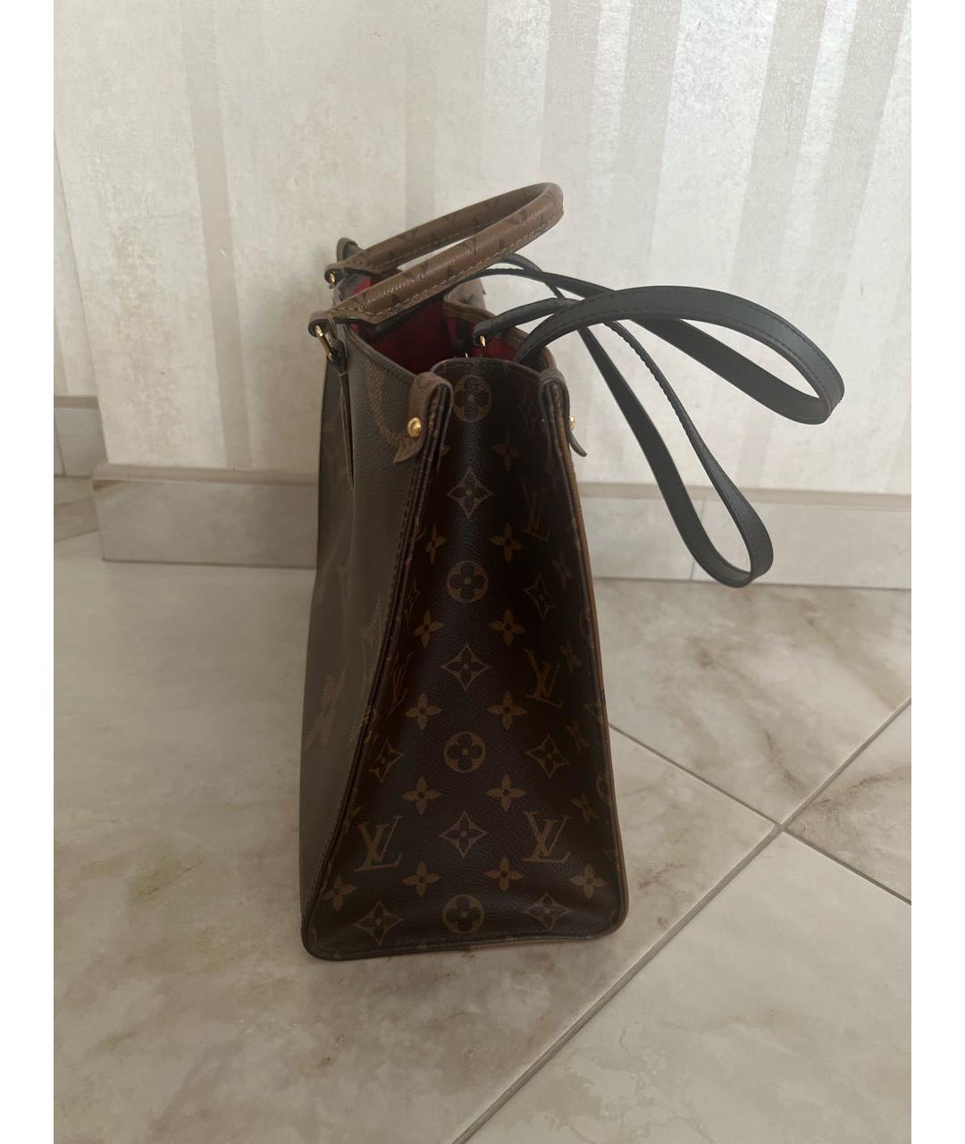 LOUIS VUITTON Коричневая кожаная сумка тоут, фото 6