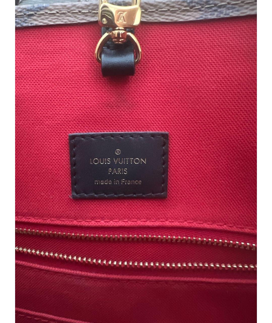 LOUIS VUITTON Коричневая кожаная сумка тоут, фото 5