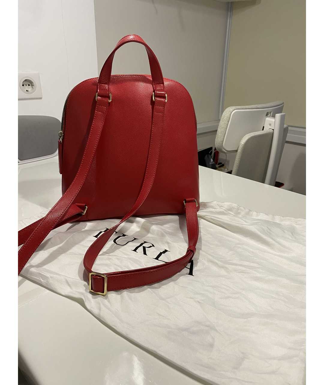 FURLA Красный кожаный рюкзак, фото 3