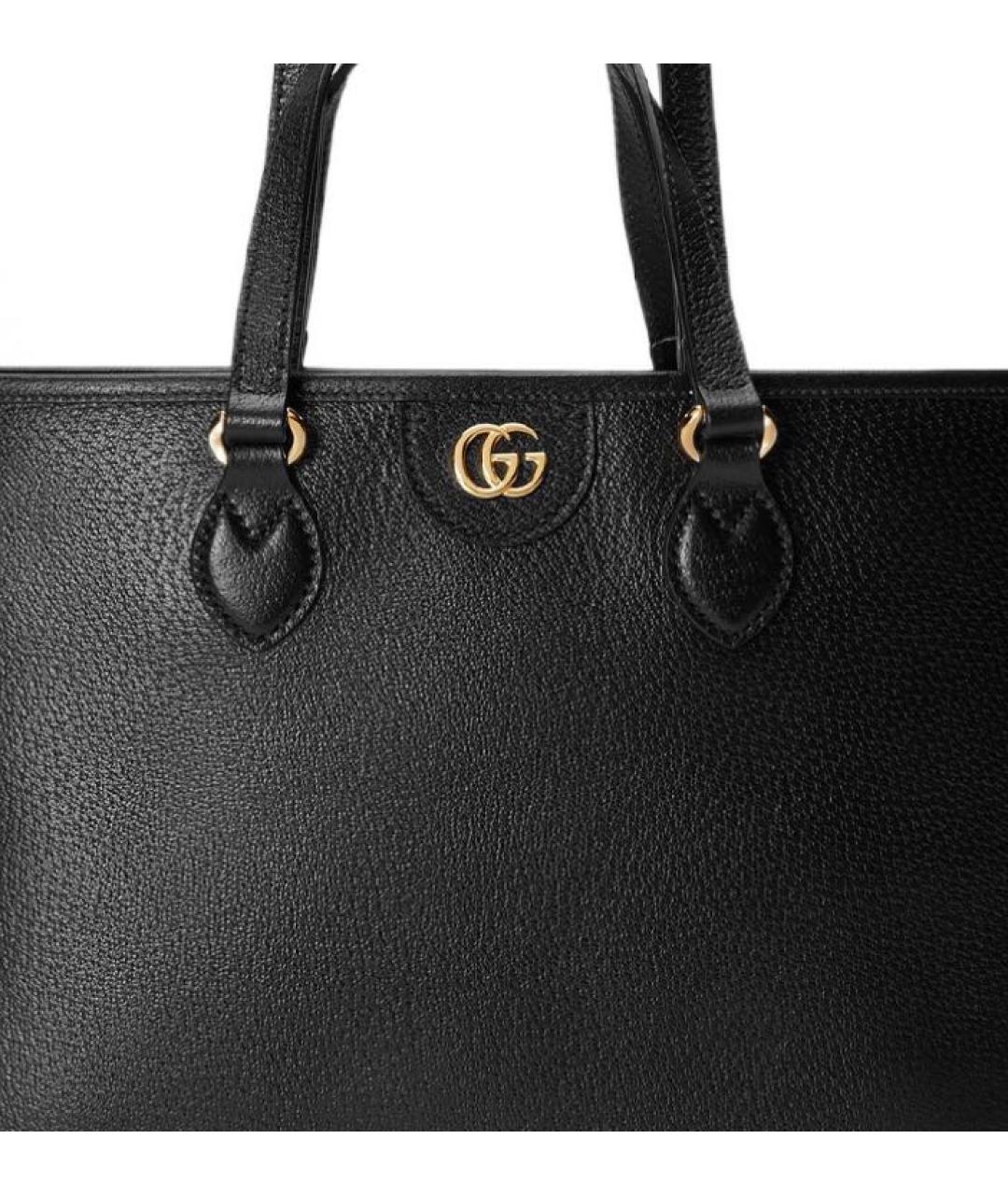 GUCCI Черная кожаная сумка тоут, фото 8