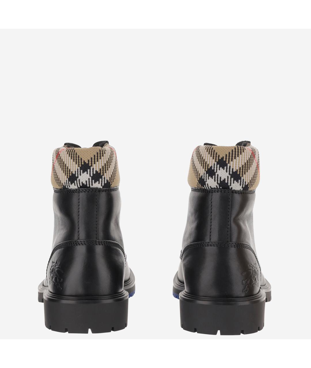 BURBERRY Черные кожаные высокие ботинки, фото 3