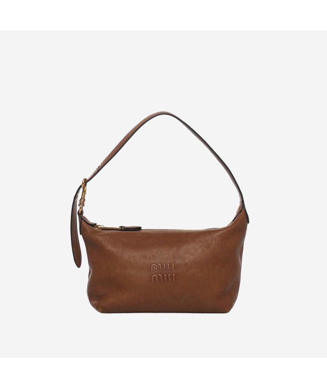 MIU MIU Коричневая кожаная сумка с короткими ручками, фото 4