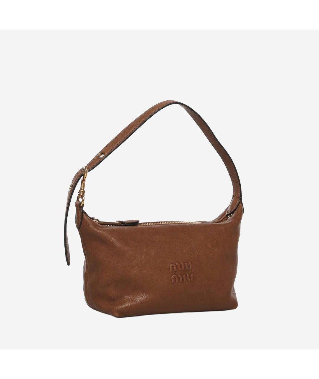 MIU MIU Коричневая кожаная сумка с короткими ручками, фото 2