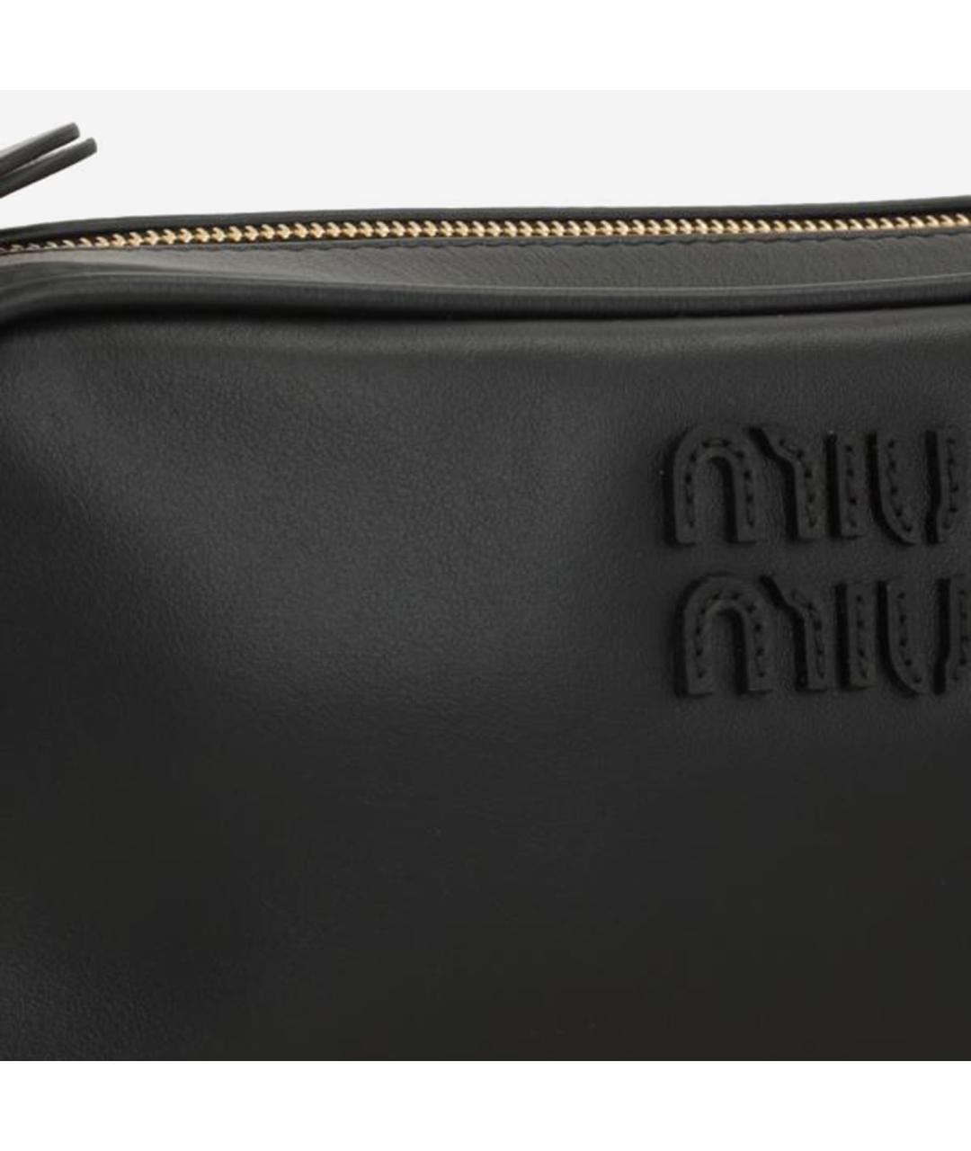 MIU MIU Черная кожаная сумка через плечо, фото 4