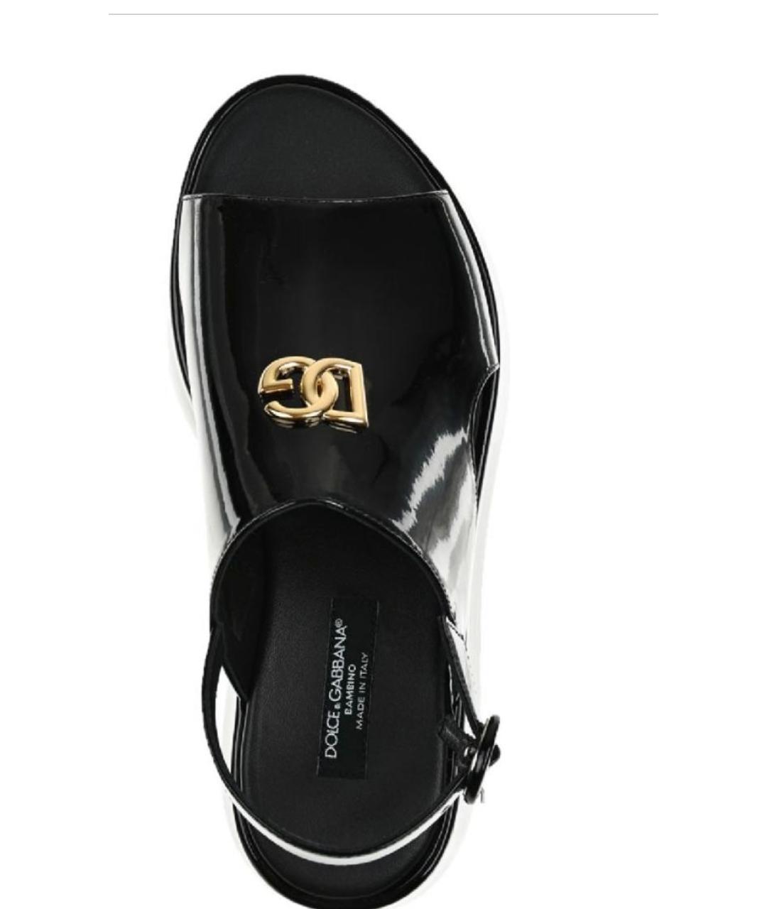 DOLCE&GABBANA Черные кожаные сандалии и шлепанцы, фото 6