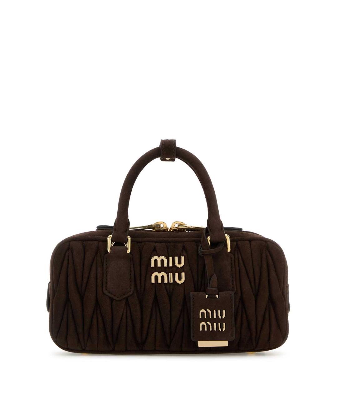 MIU MIU Коричневая замшевая сумка с короткими ручками, фото 1