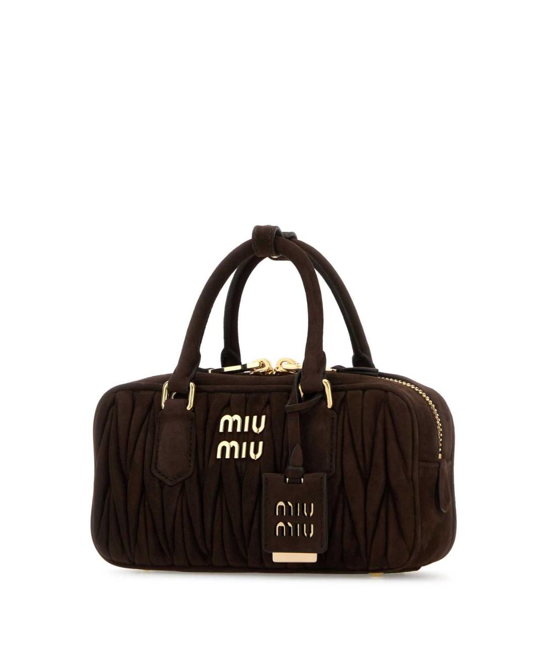 MIU MIU Коричневая замшевая сумка с короткими ручками, фото 2