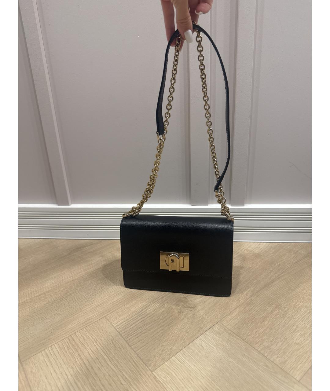 FURLA Черная кожаная сумка на плечо, фото 2