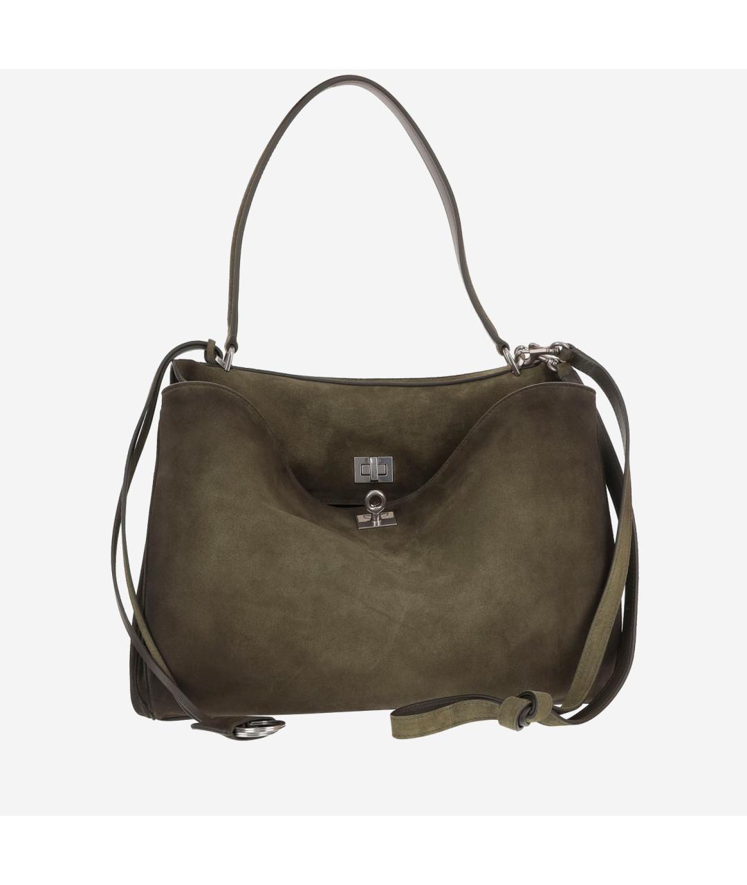 BALENCIAGA Хаки кожаная сумка тоут, фото 2