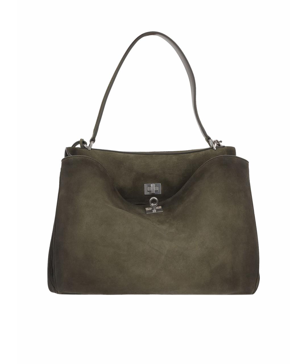 BALENCIAGA Хаки кожаная сумка тоут, фото 1