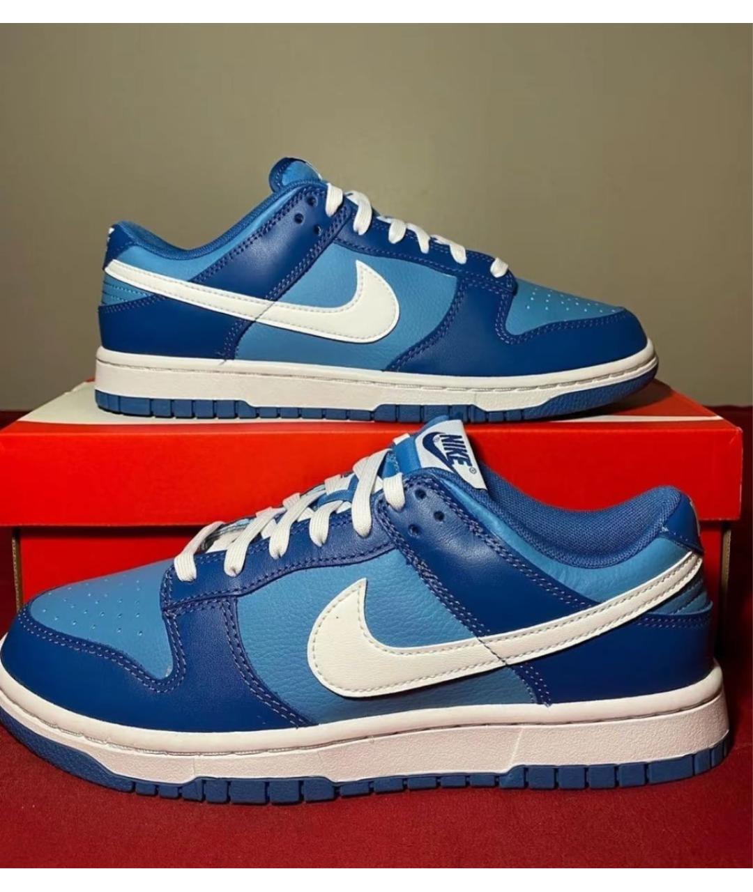 NIKE Синие кожаные низкие кроссовки / кеды, фото 5