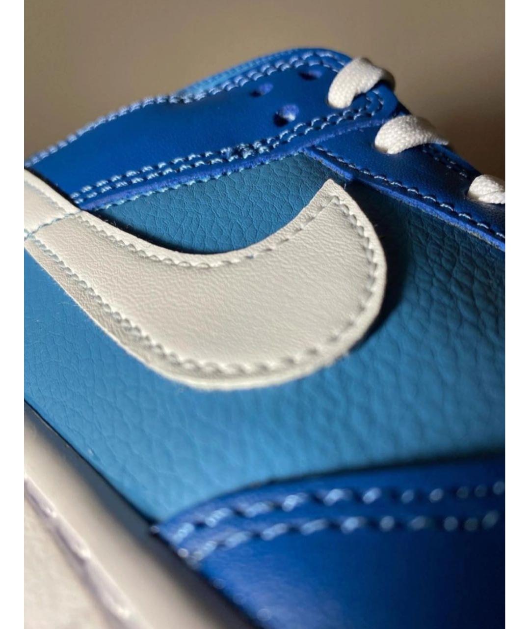 NIKE Синие кожаные низкие кроссовки / кеды, фото 7