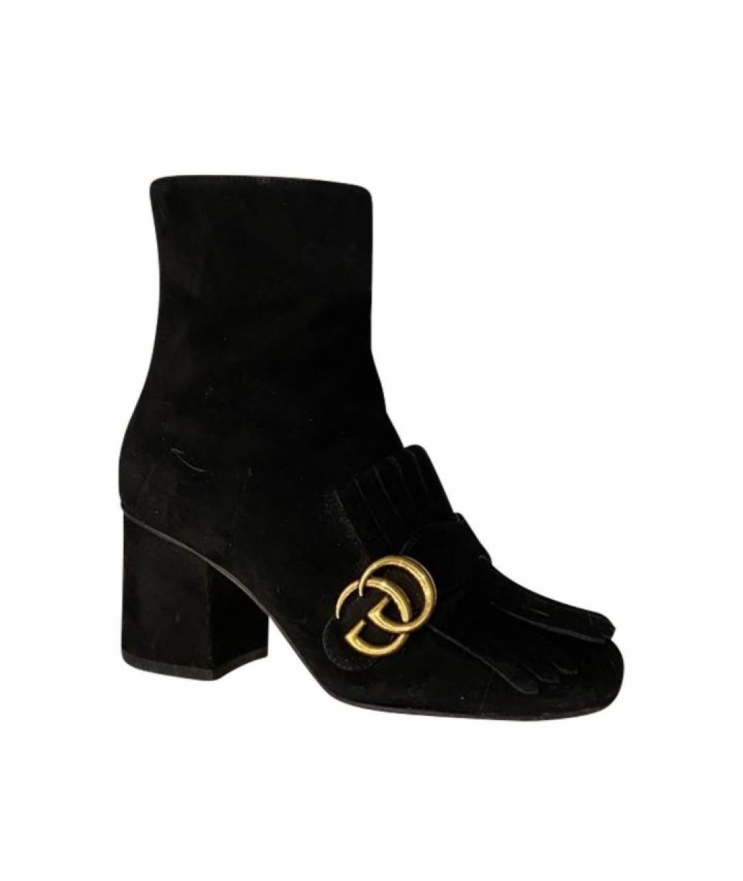 GUCCI Черные замшевые ботильоны, фото 1
