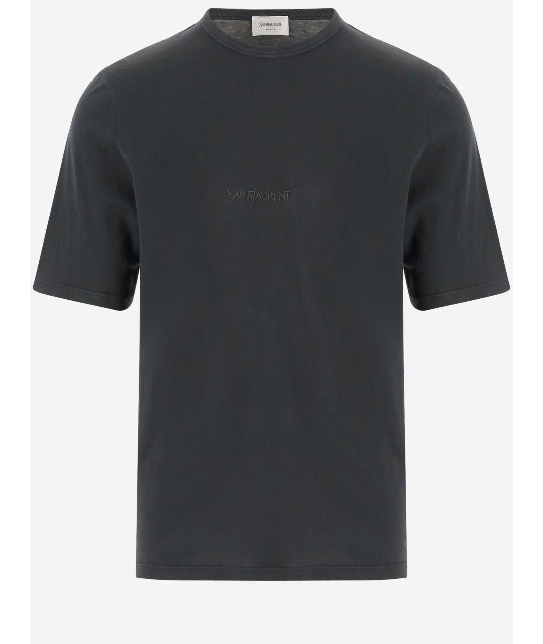 SAINT LAURENT Антрацитовая хлопковая футболка, фото 4