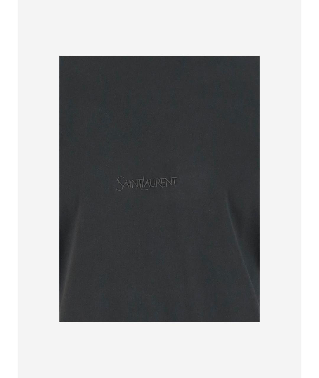 SAINT LAURENT Антрацитовая хлопковая футболка, фото 3