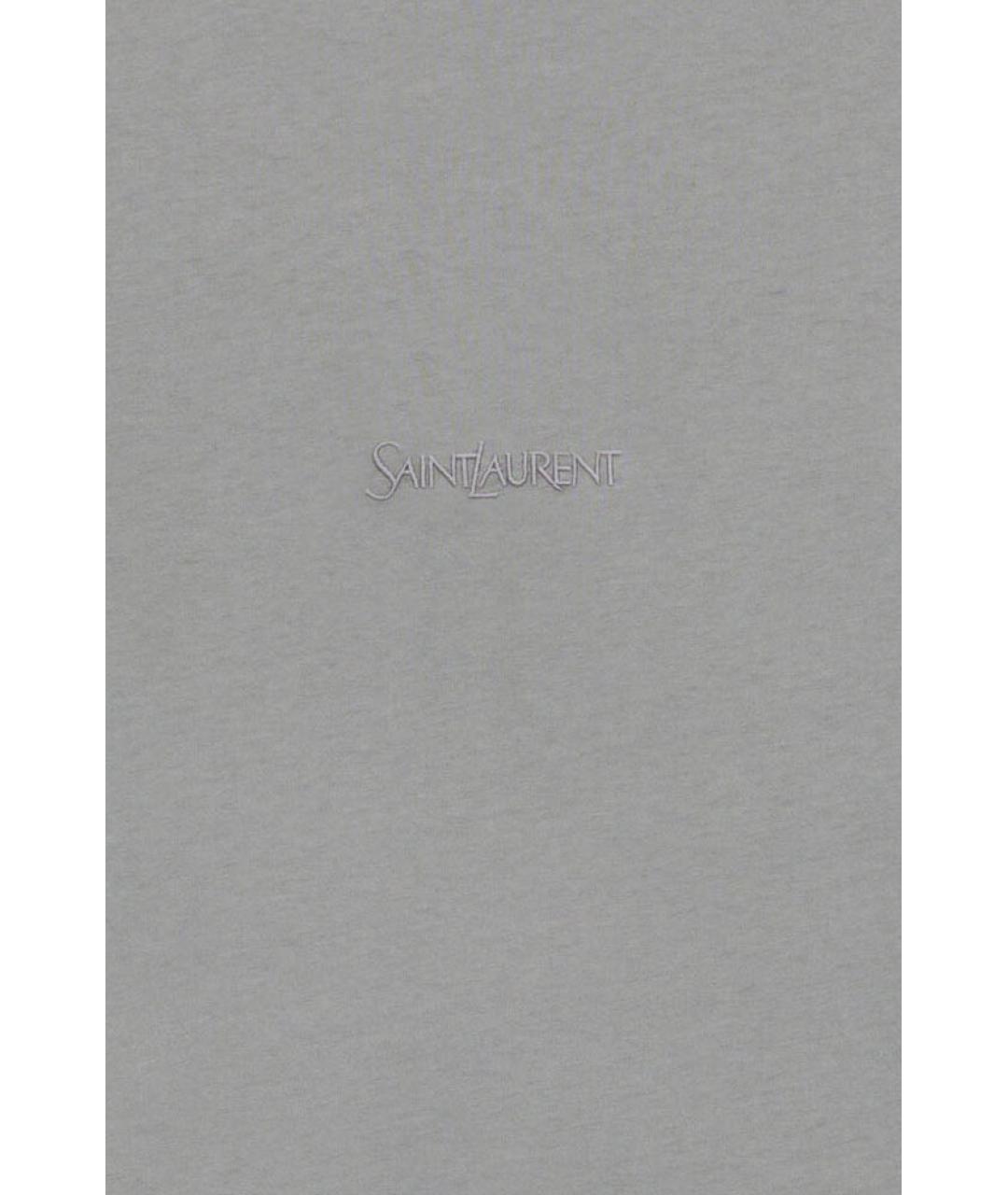 SAINT LAURENT Серая хлопковая футболка, фото 3