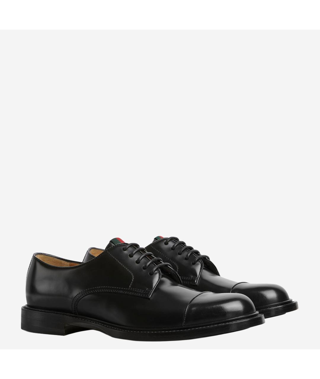 GUCCI Черные кожаные низкие ботинки, фото 2