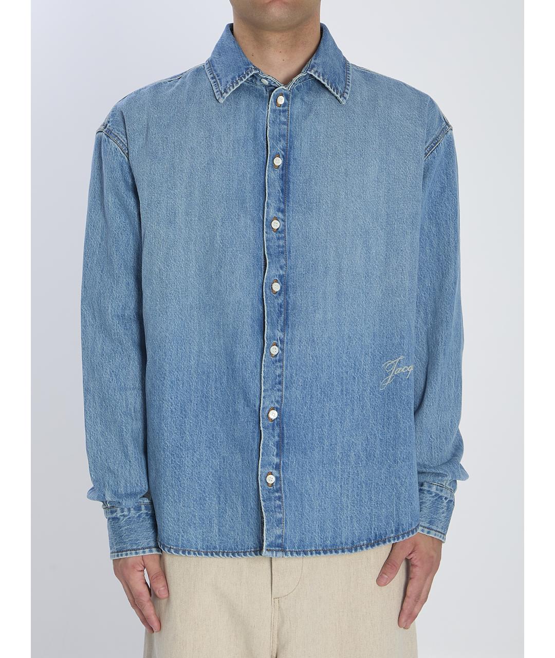JACQUEMUS Синяя хлопковая кэжуал рубашка, фото 2