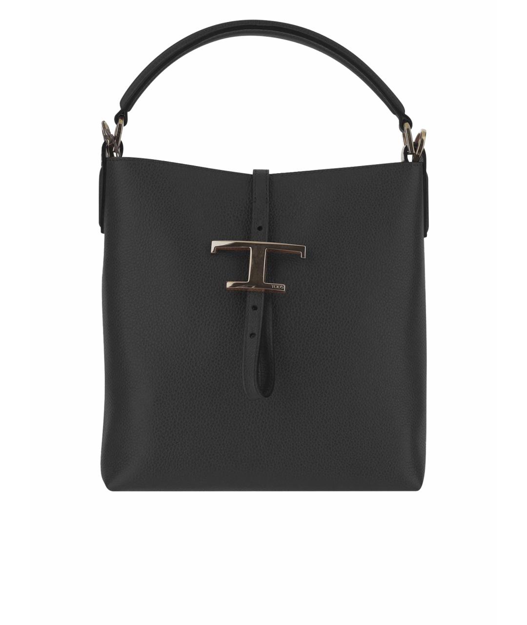 TOD'S Черная кожаная сумка тоут, фото 1