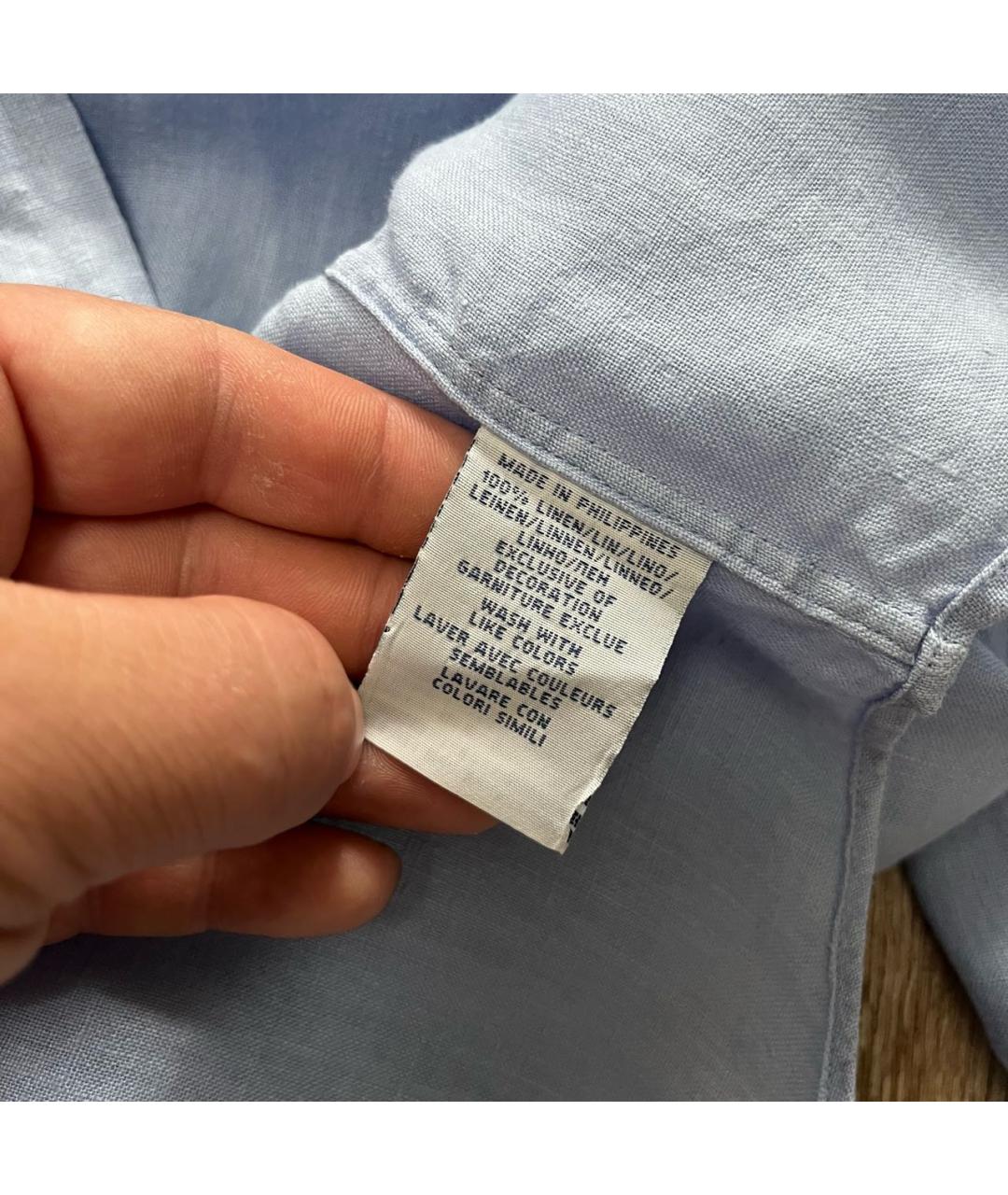 POLO RALPH LAUREN Голубая льняная классическая рубашка, фото 4