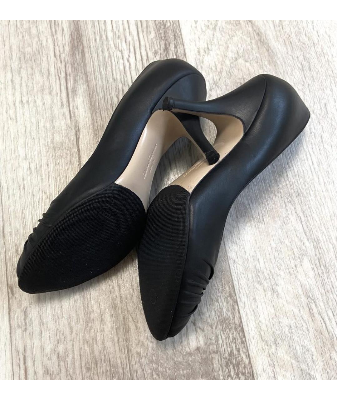 FERRAGAMO Черные кожаные туфли, фото 5