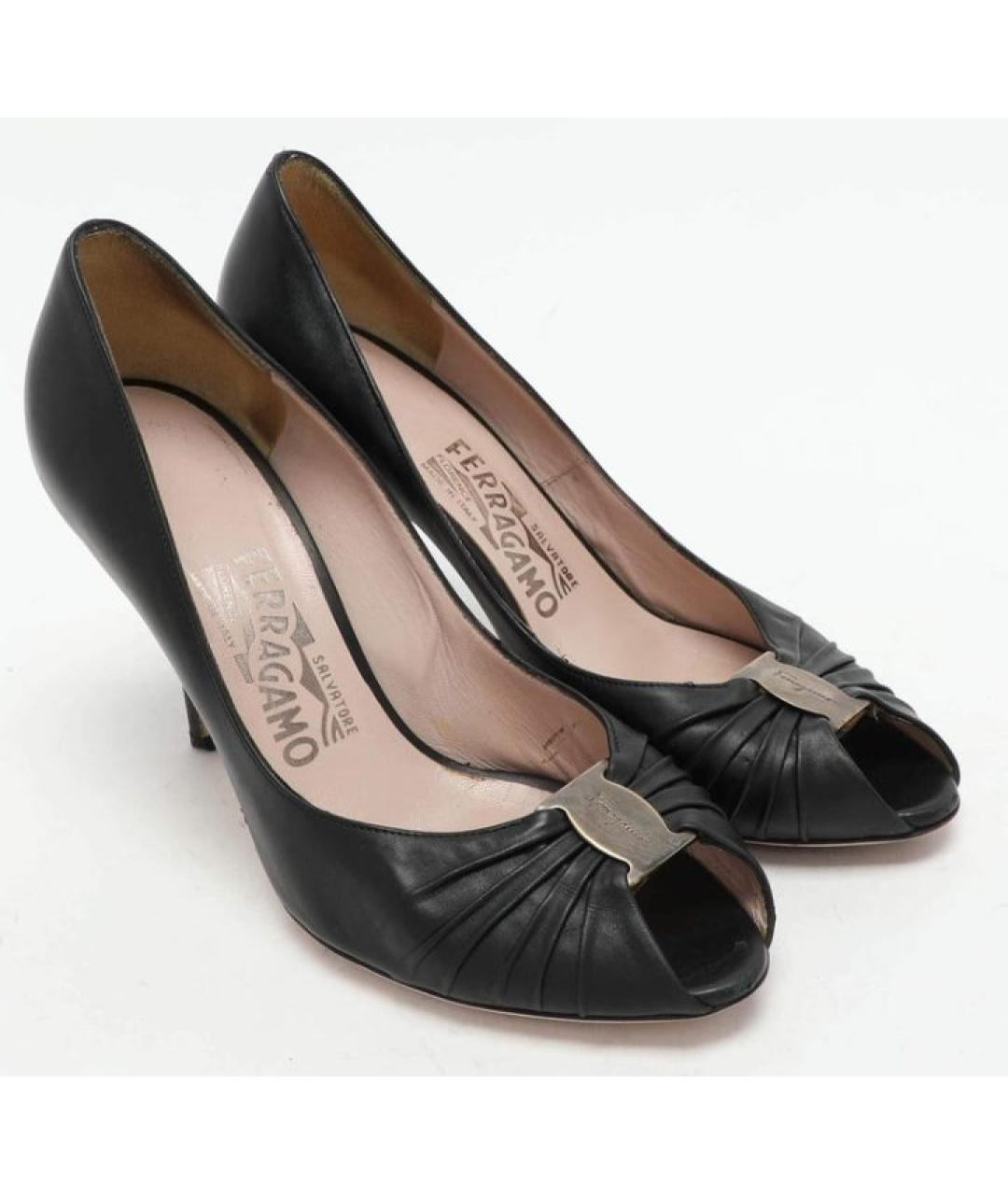 FERRAGAMO Черные кожаные туфли, фото 3