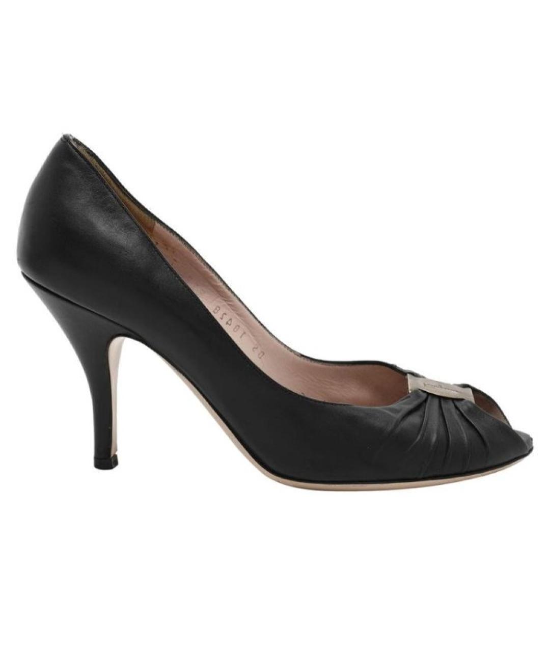 FERRAGAMO Черные кожаные туфли, фото 1