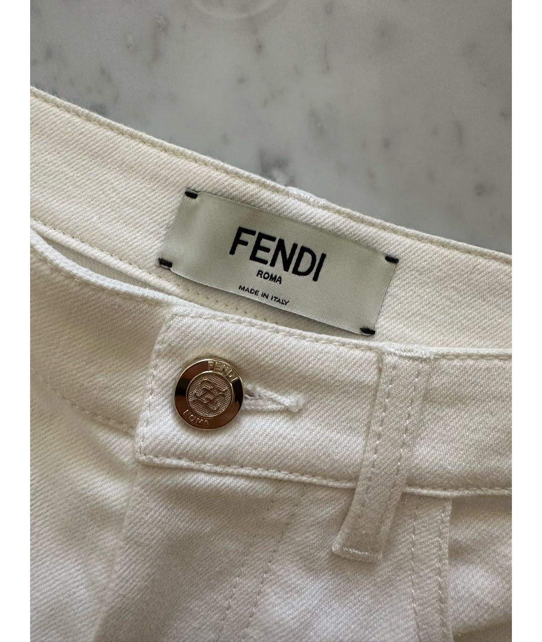 FENDI Белые хлопковые прямые джинсы, фото 4