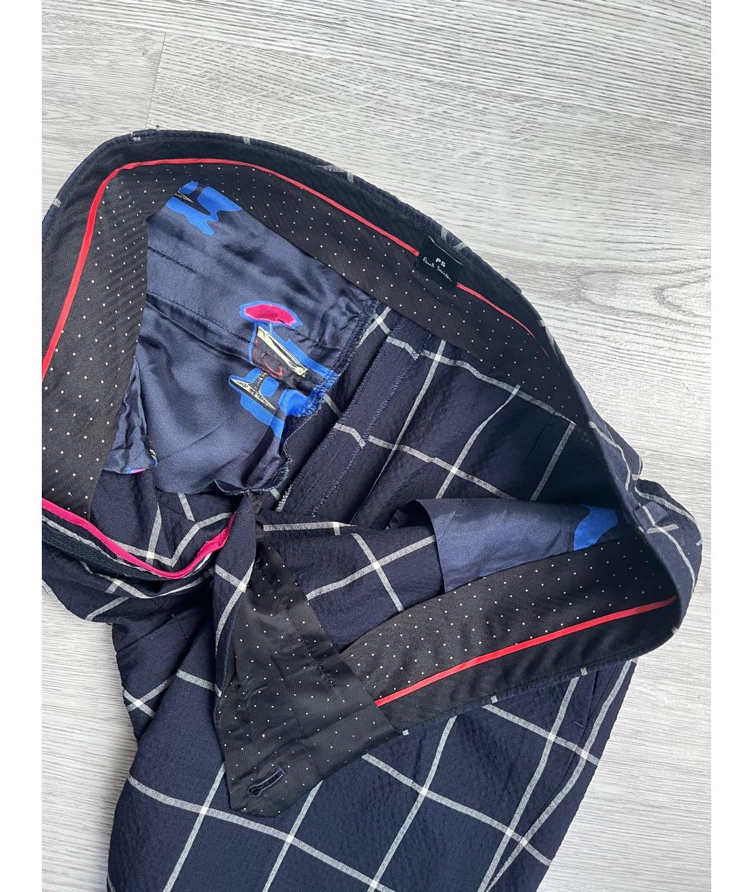 PAUL SMITH Темно-синие шерстяные прямые брюки, фото 8
