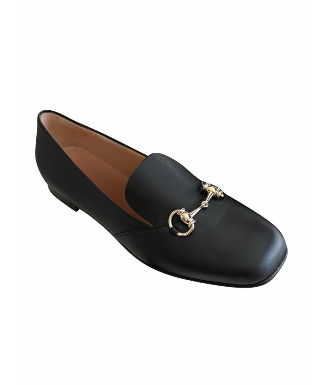 GUCCI Черные кожаные лоферы, фото 1
