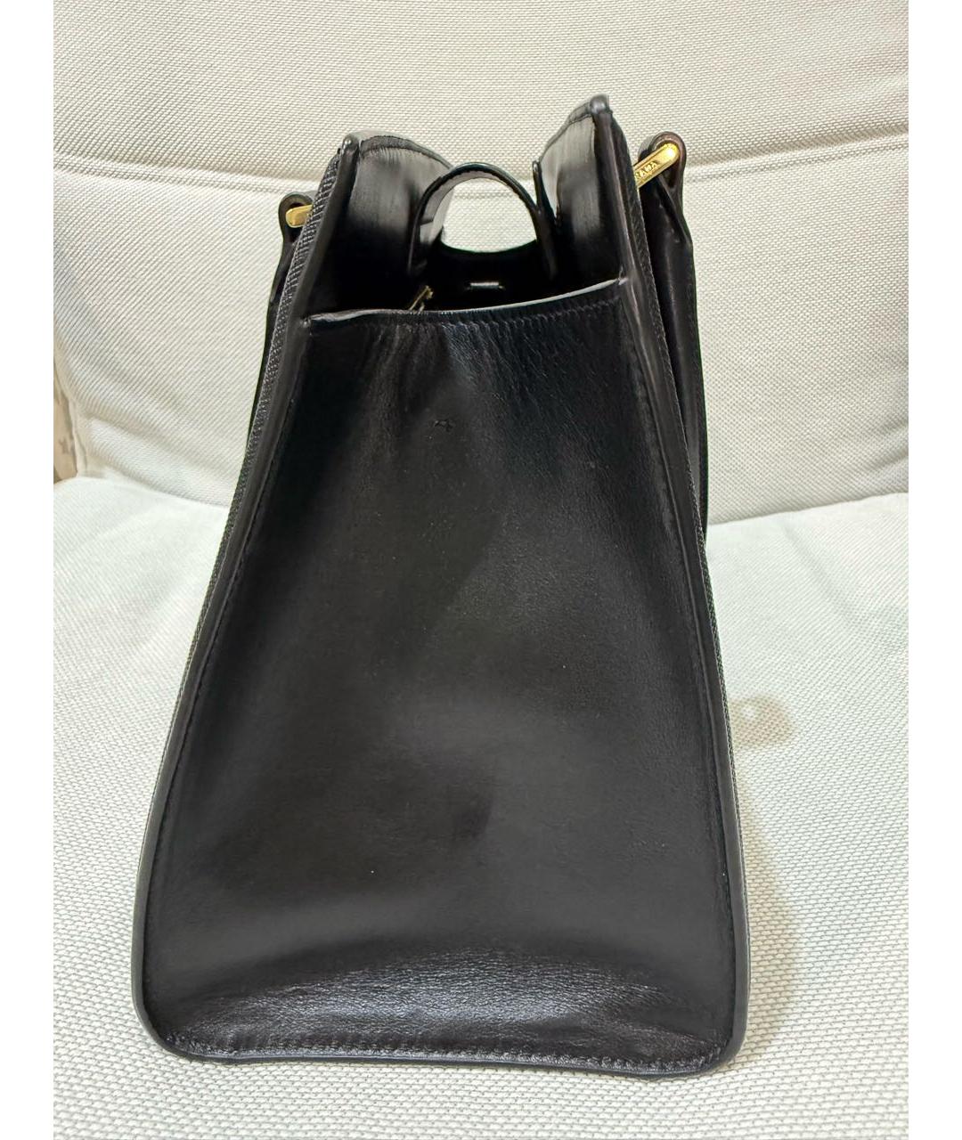 PRADA Черная кожаная сумка тоут, фото 2