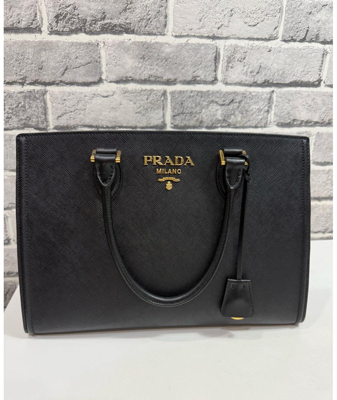 PRADA Черная кожаная сумка тоут, фото 5