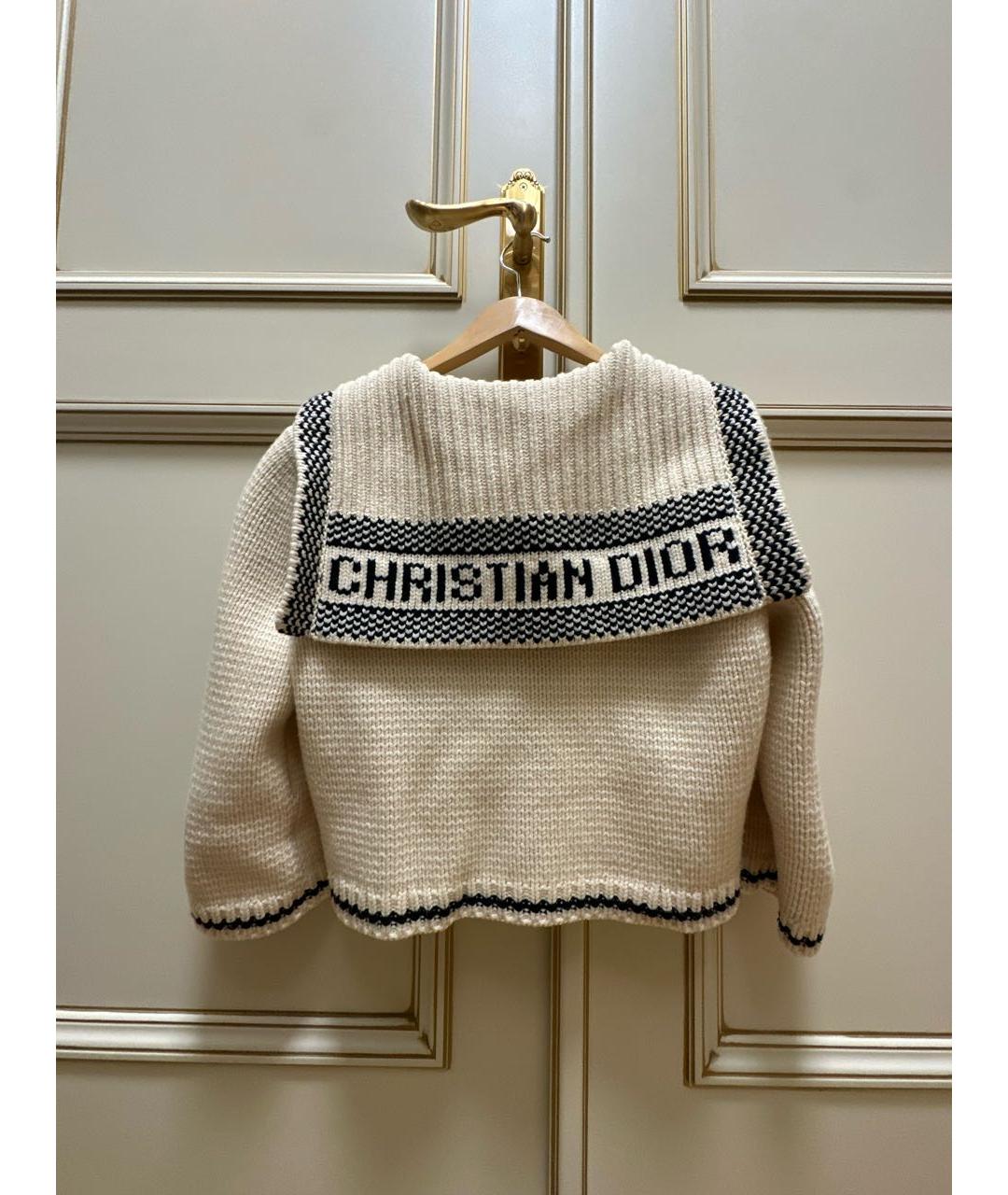 CHRISTIAN DIOR Белый шерстяной кардиган, фото 2