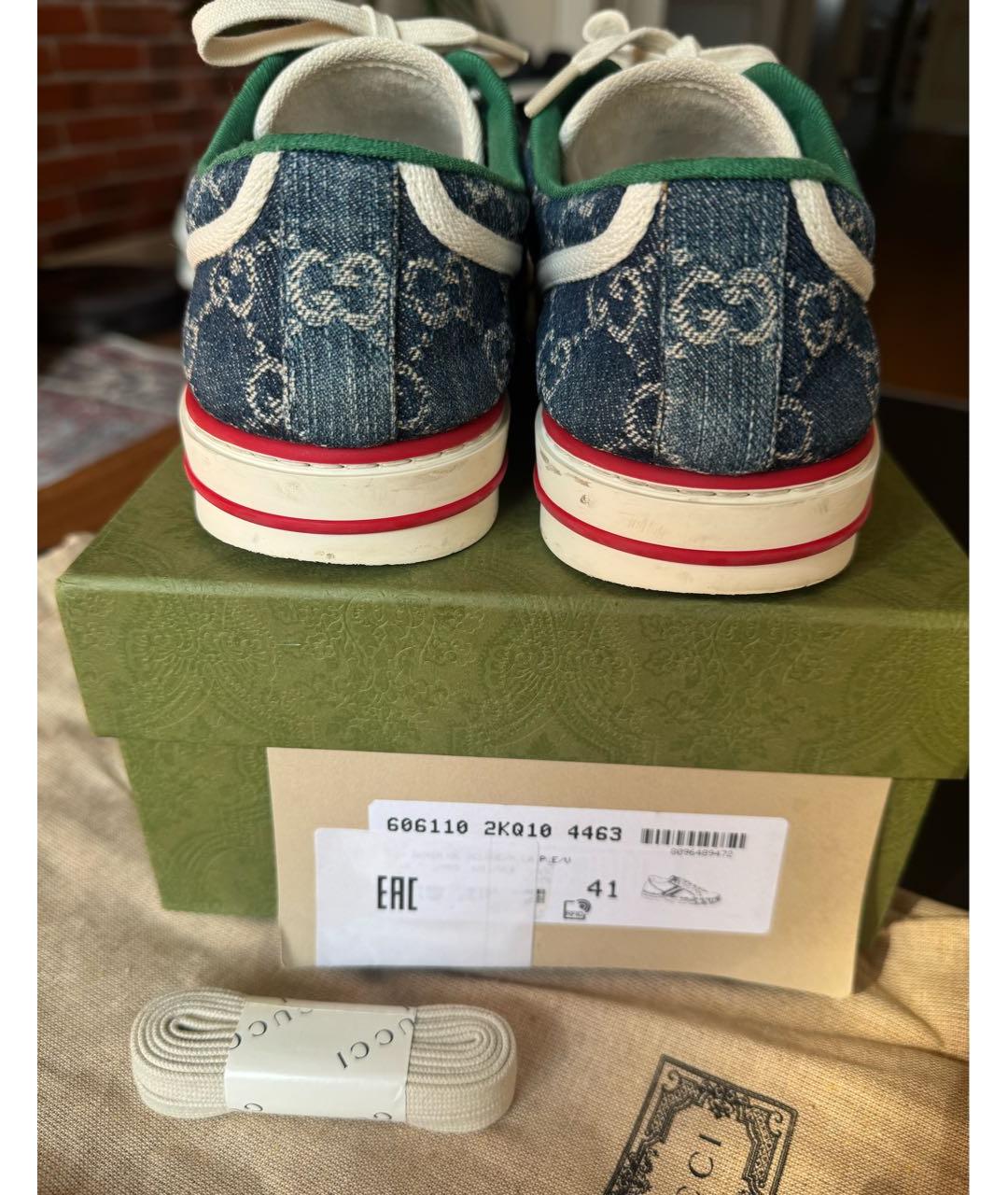 GUCCI Синие текстильные кеды, фото 4