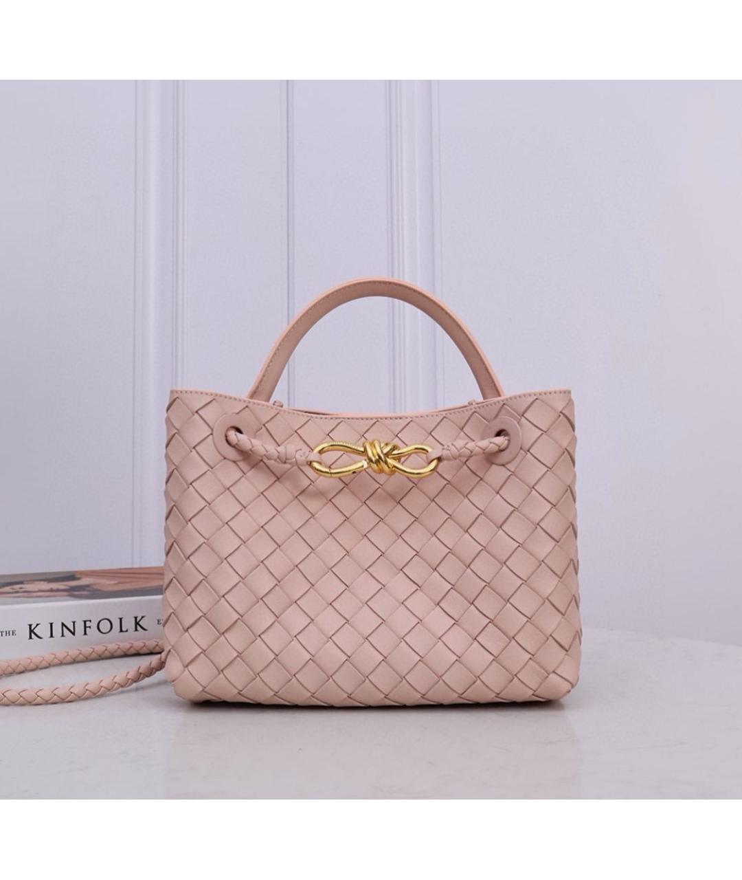 BOTTEGA VENETA Розовая кожаная сумка с короткими ручками, фото 2
