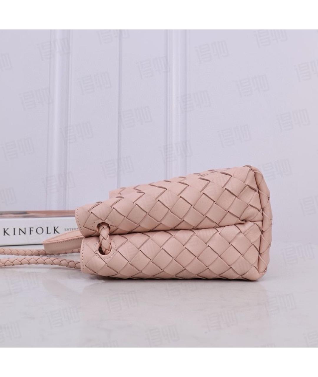 BOTTEGA VENETA Розовая кожаная сумка с короткими ручками, фото 6
