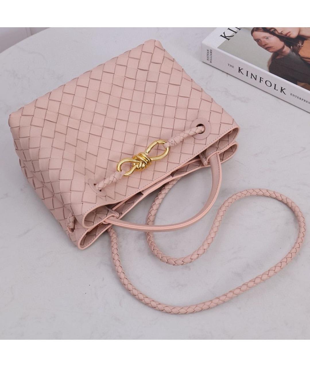 BOTTEGA VENETA Розовая кожаная сумка с короткими ручками, фото 4