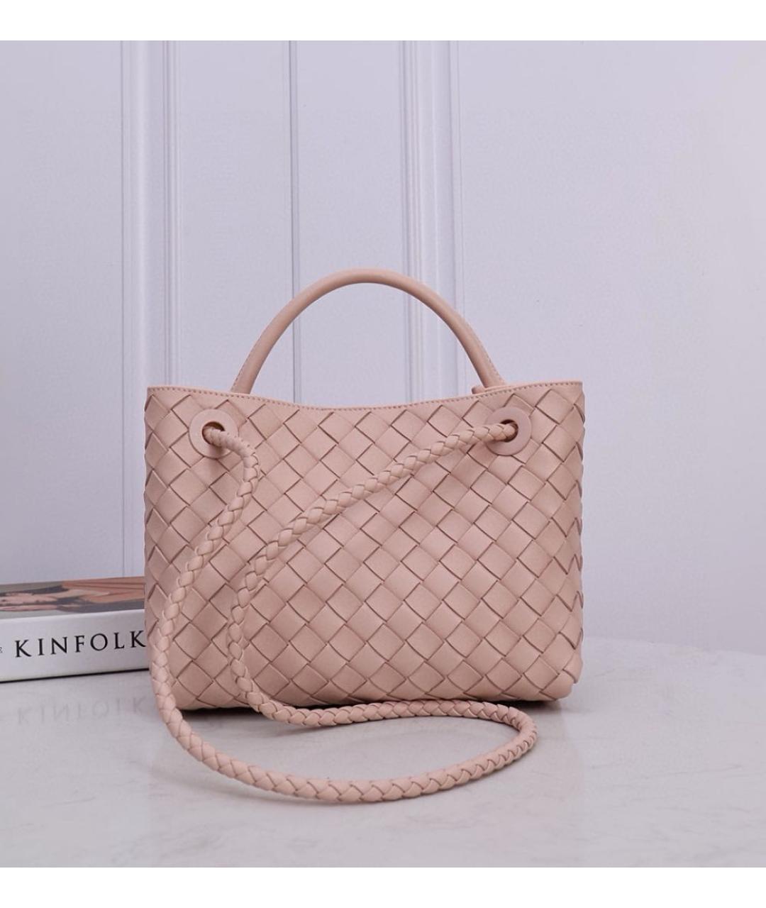 BOTTEGA VENETA Розовая кожаная сумка с короткими ручками, фото 3