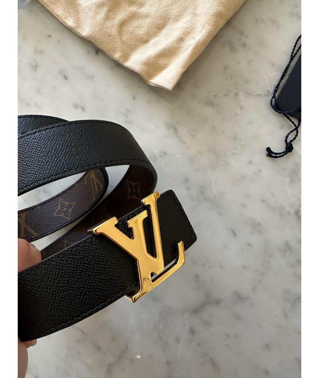 LOUIS VUITTON Черный кожаный ремень, фото 5