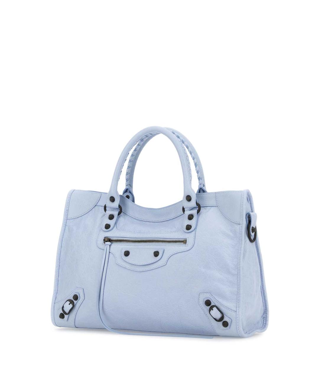 BALENCIAGA Голубая кожаная сумка тоут, фото 1