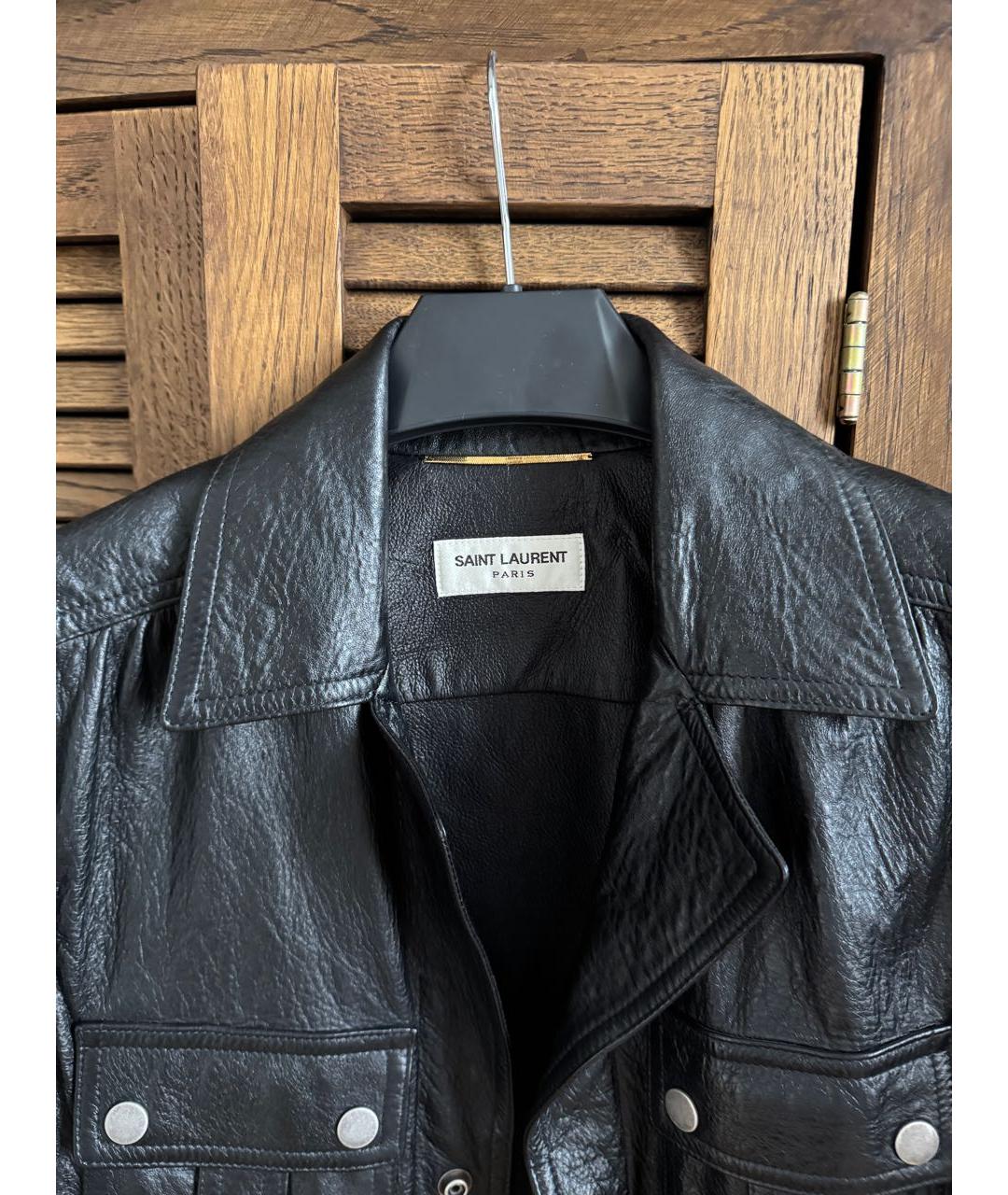 SAINT LAURENT Черная кожаная куртка, фото 4