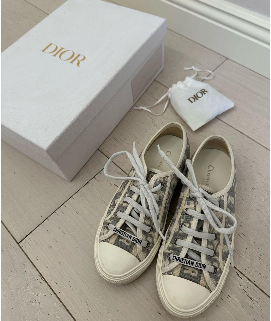 CHRISTIAN DIOR Серые текстильные кеды, фото 2
