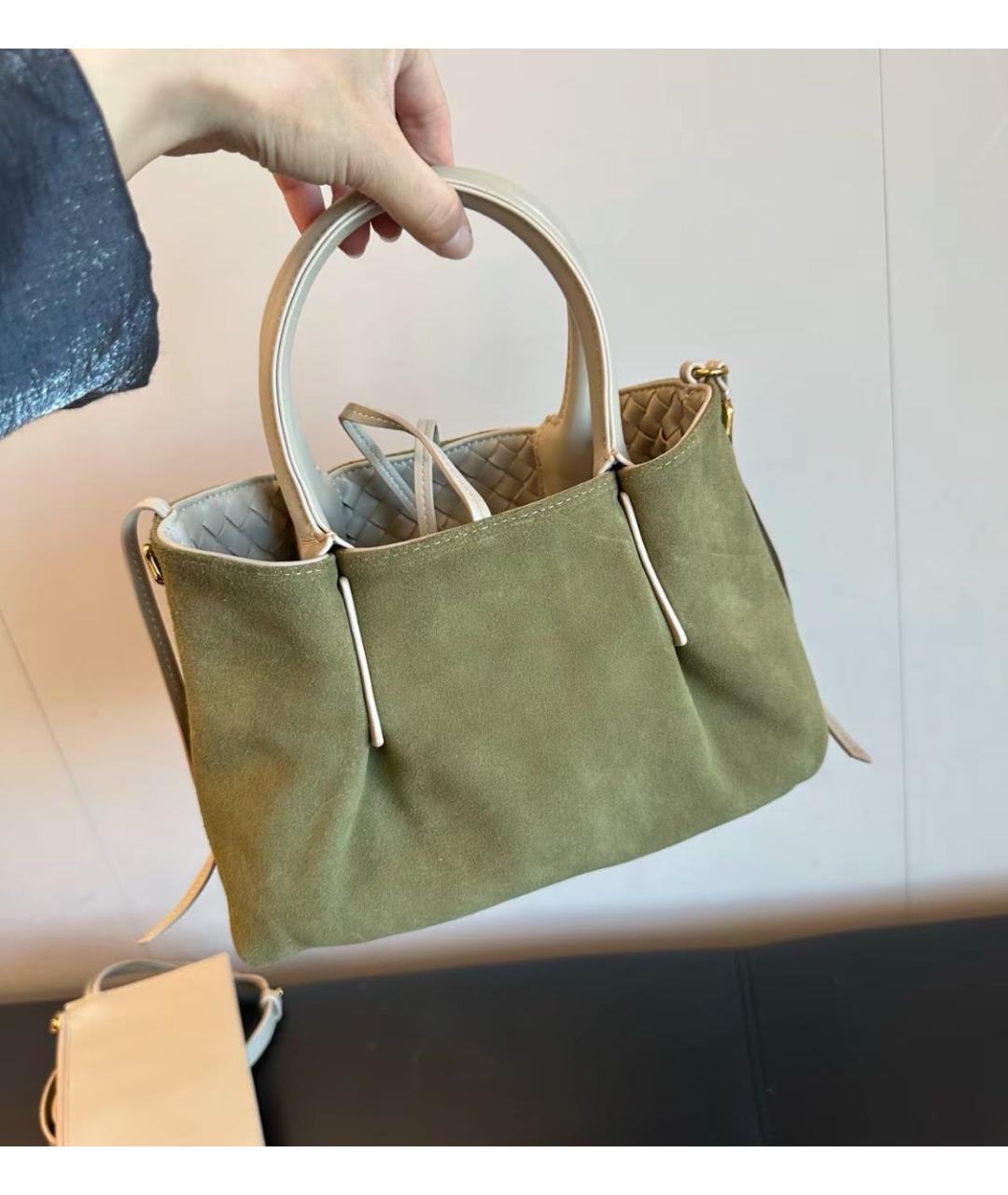 BOTTEGA VENETA Бежевая кожаная сумка с короткими ручками, фото 6